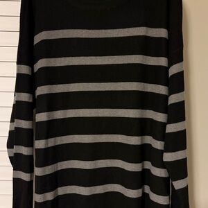 Maurices Black and Gray Striped Light Sweater Side slit. XL